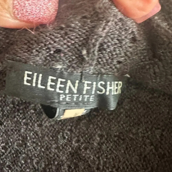 Eileen Fisher Merino Wool Open Cardigan Draped Grey Textured - Picture 10 of 16